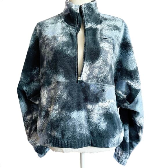 Nike fleece half zip therma fit printed pullover sweatshirt blue tie dye L large - Picture 1 of 14
